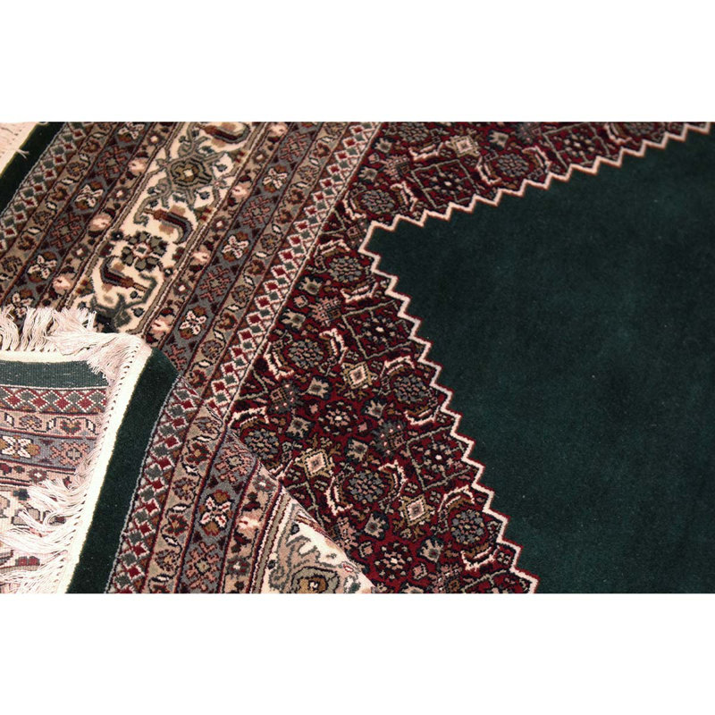 Tapis unique noué à la main noir / rouge / vert de haute qualité