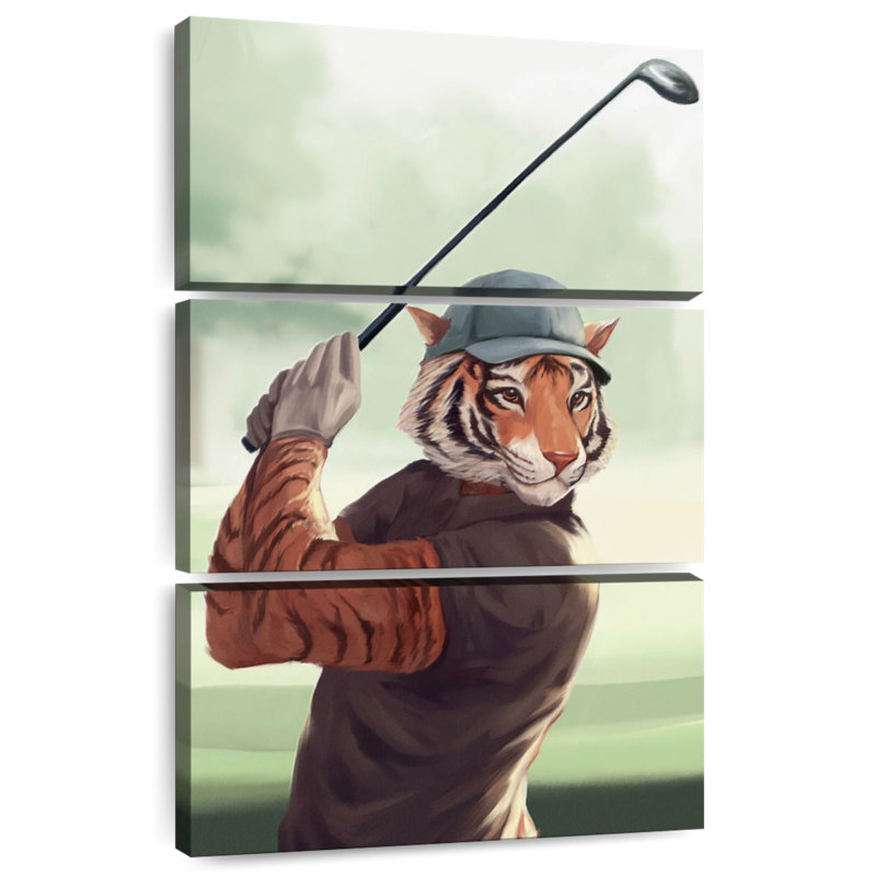 Ketti Tiger Playing Golf, 74" H x 48" W