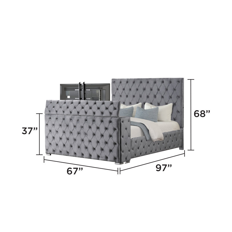 Ensemble de chambre à coucher 4 pièces Mikilah, Grand, Gris