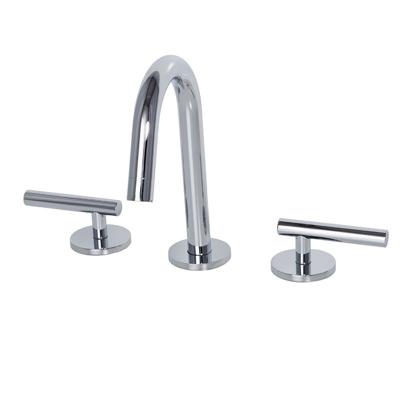 Cigno Deck Mount Widespread Faucet, Polished Chrome