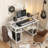 Office Desk With Monitor Stand And Storage Shelves, Computer Desk With Keyboard Tray, Gaming Desk