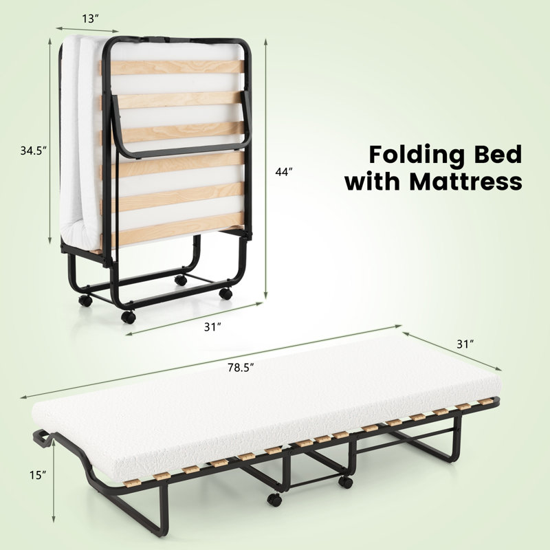 Reeba 16.5" Steel Folding Bed with Mattress