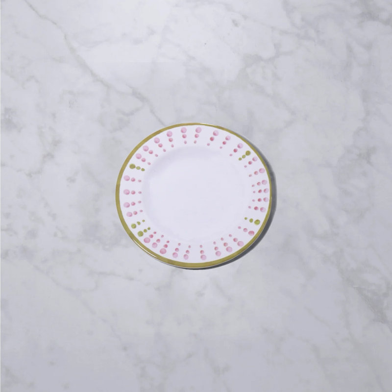 Vida Melamine Salad/Dessert Plate, White/Pink/Green