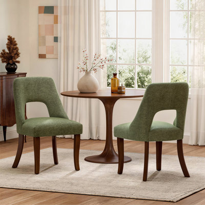 Chaise de salle à manger rembourrée à dossier en bois massif (ensemble de 2)