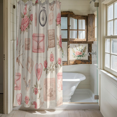 Rose rétro - Rideau de douche Premium 181
