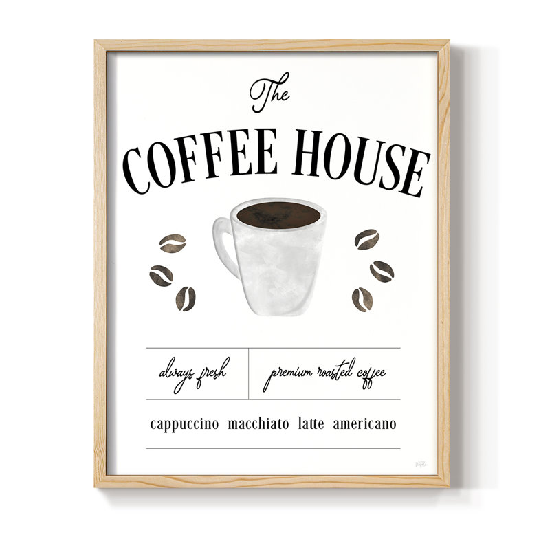 «Always Fresh Coffee House», reproduction encadrée - bois massif, Naturel, H 11 po x l 9 po