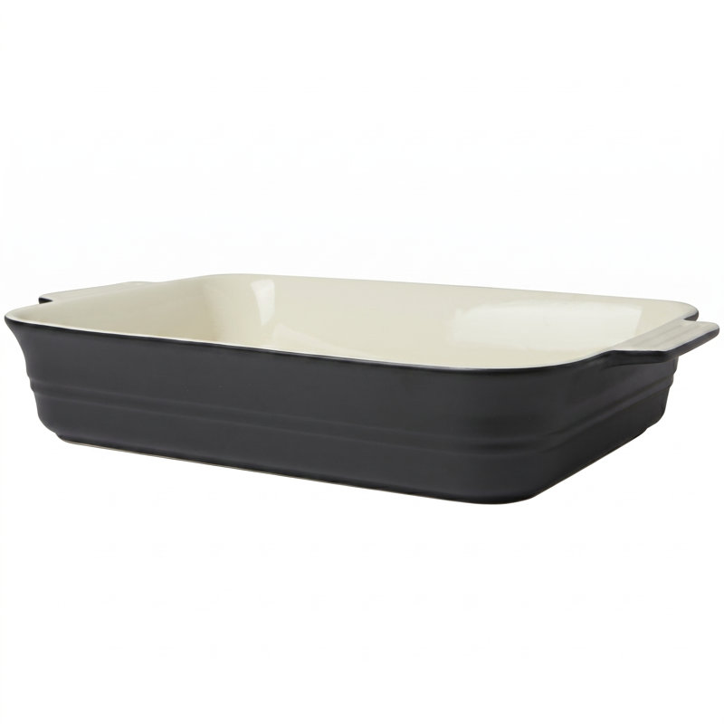 Grand plat à pâtisserie rectangulaire de 6,3 pte, casserole noire matte de 15 x 10 po, poêle à Lasagne en grès rétro et plat à rôtir pour four