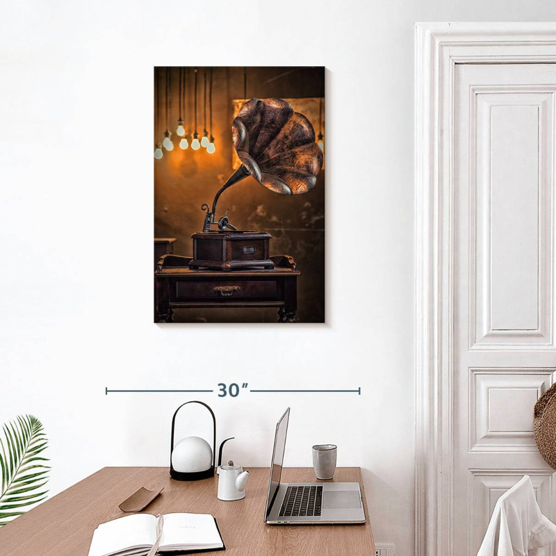 Gramophone antique, H 30 po x l 20 po