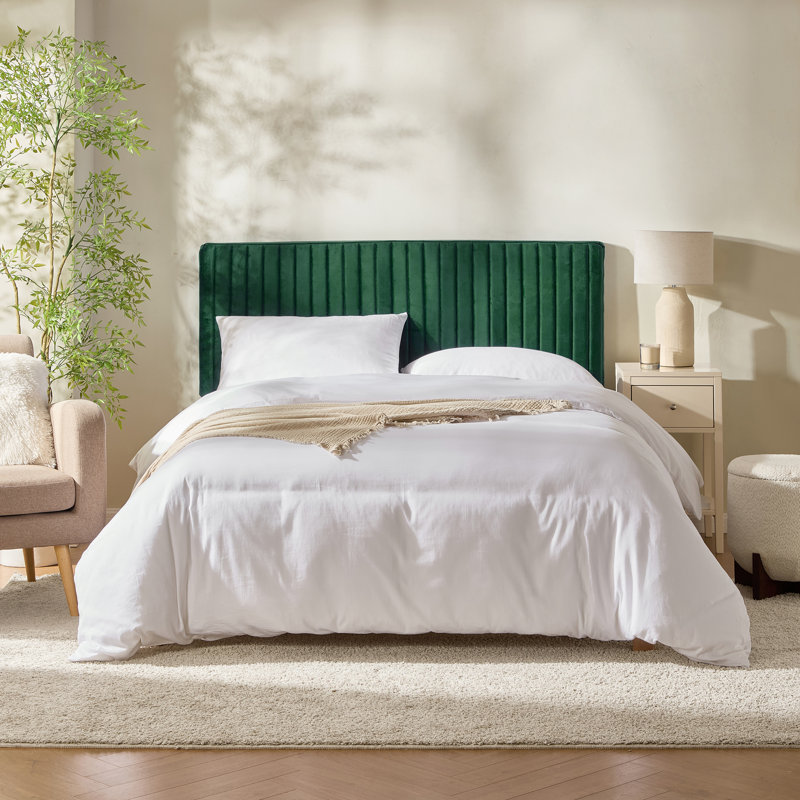 Nestl Chastelyne Velvet Upholstered Easy Assemble Wall Mounted Headboard, King, Green