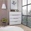 Commodes | Commode 4 tiroirs Zoe, plateau supérieur blanc / chêne clair | Multicolore | Panneau de particules