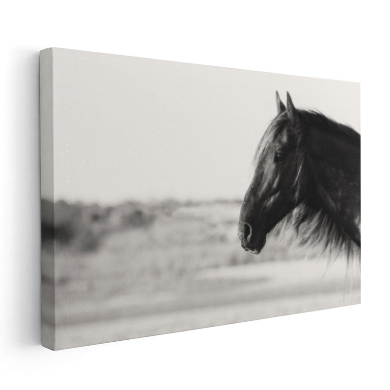 Jolie fille en noir et blanc - reproduction d'art sur toile, H 20 po x l 30 po