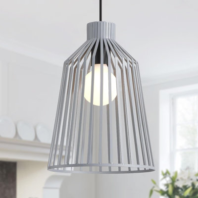1 - Light Matte Black Caged Pendant