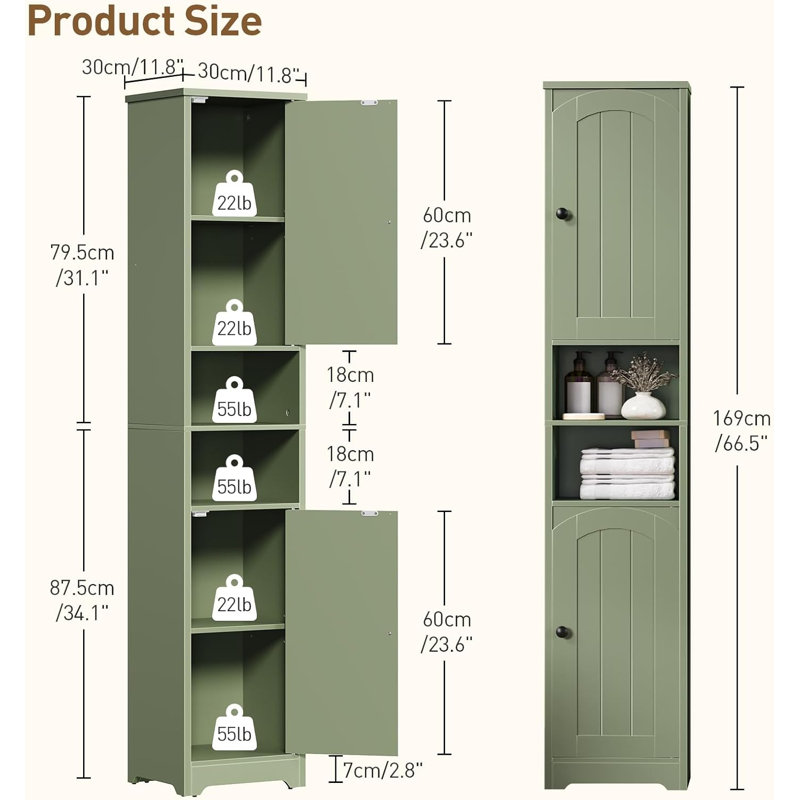Armoire de salle de bain Tall, Vert