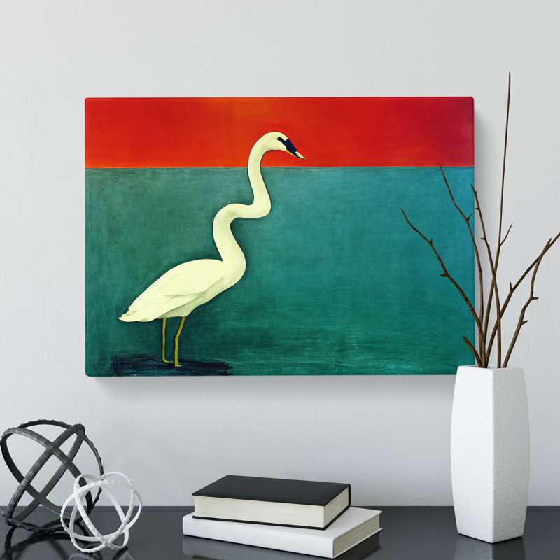 Modern Swan Art Abstract - Wrapped Canvas, 35cm H x 50cm W x 3cm D