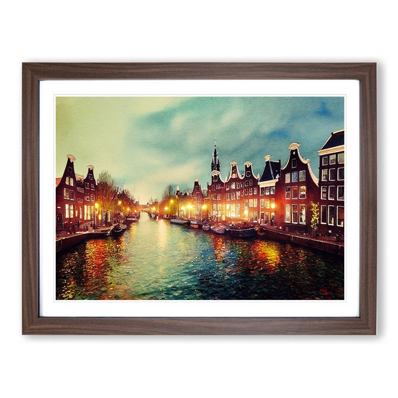 Amsterdam Canal Watercolour - Framed Print