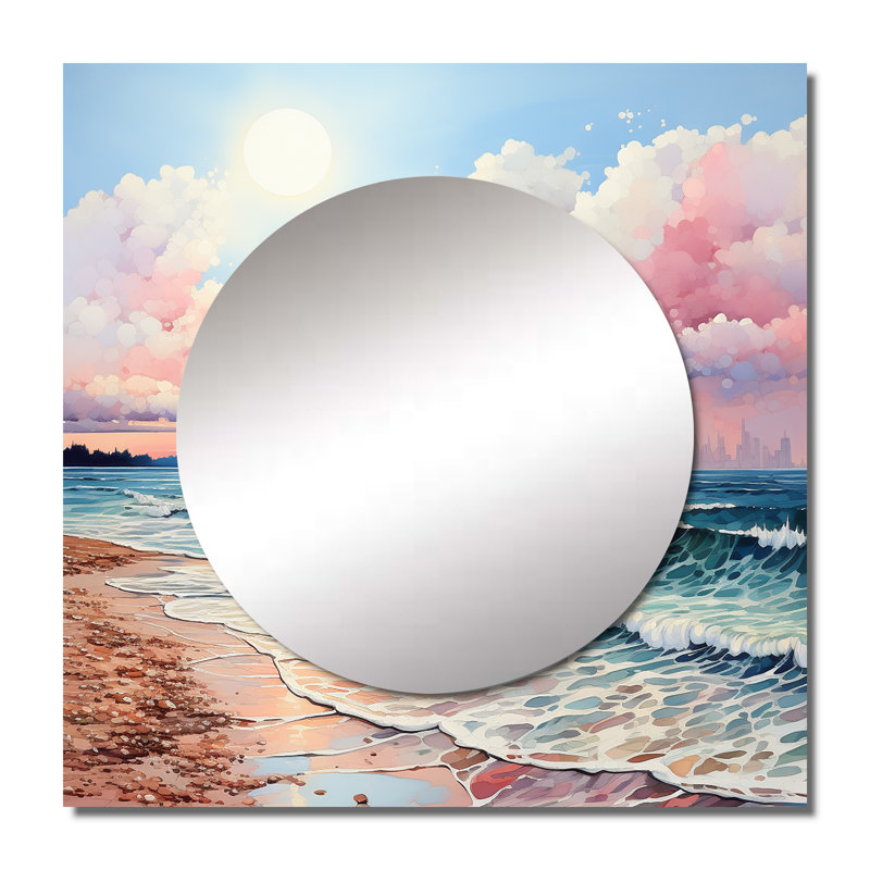 Grande décoration murale miroir de plage pour la chambre à coucher Londyn - Beach & Ocean, 29 po x 29 po