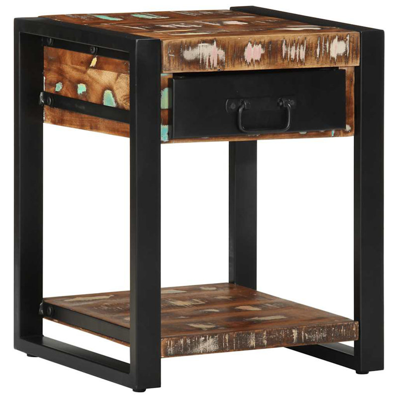 Side Table 40X40x50 Cm Solid Wood Reclaimed, Multicolour
