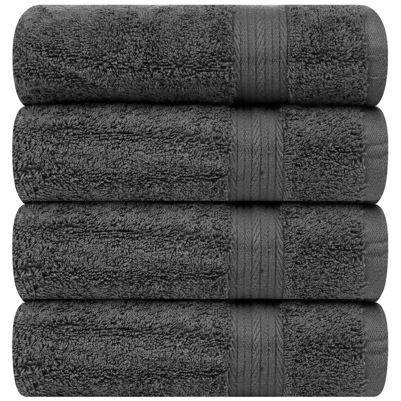 Ensemble de serviettes 100% coton super doux et absorbant Como, Gris, Serviettes de bain - paquet de 4