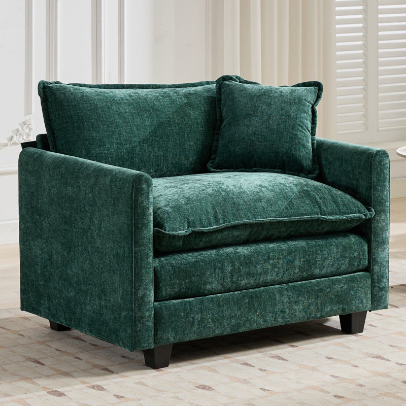 Schmucker 42'' W Oversized Accent Chair, Deep Seat Chenille Cloud Sofa Chair, Green