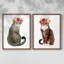«Flower Crown Cats I», reproduction encadrée de qualité supérieure - prête à être accrochée - aucun clou requis - aucun clou requis-1529640592-1529640591
