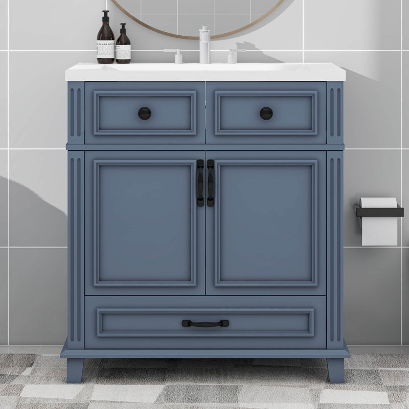 Ensemble de meuble-lavabo 30 po avec lavabo, 2 portes et 1 tiroir, Bleu