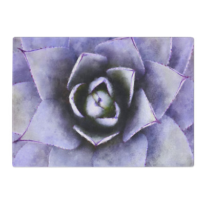 Tempered Glass Lilac Succulent Plant Chopping Board