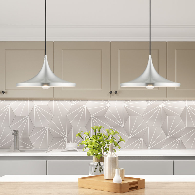 Luminaire suspendu conique à 1 lumière Zanaiya, Aluminium brossé