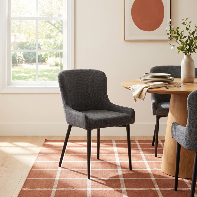 Lucile Boucle Dining Chair, Deep Gray Boucle