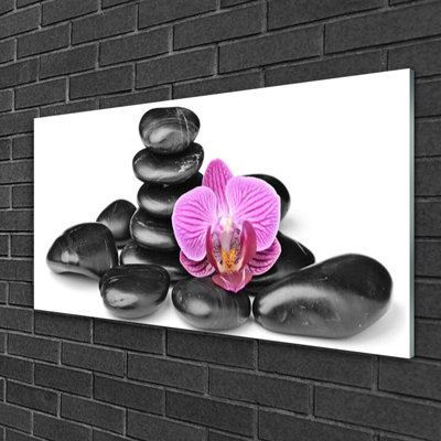 Art Flower Stones - No Frame Print on Glass