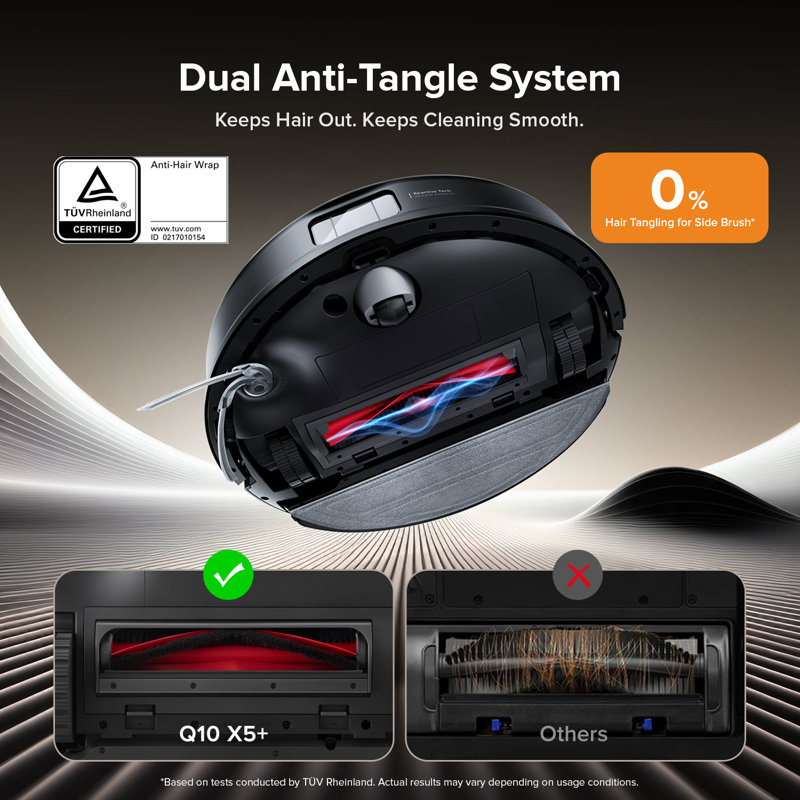 Roborock Q10 X5+ Robot Vacuum and Mop,  Self-Emptying,  10,000Pa Suction, Obstacle Avoidance, Dual Anti-Tangle System, Black
