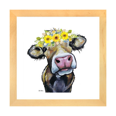 " Hazel The Cow With Sunflower Flower Crown " by Hippie Hound Studios