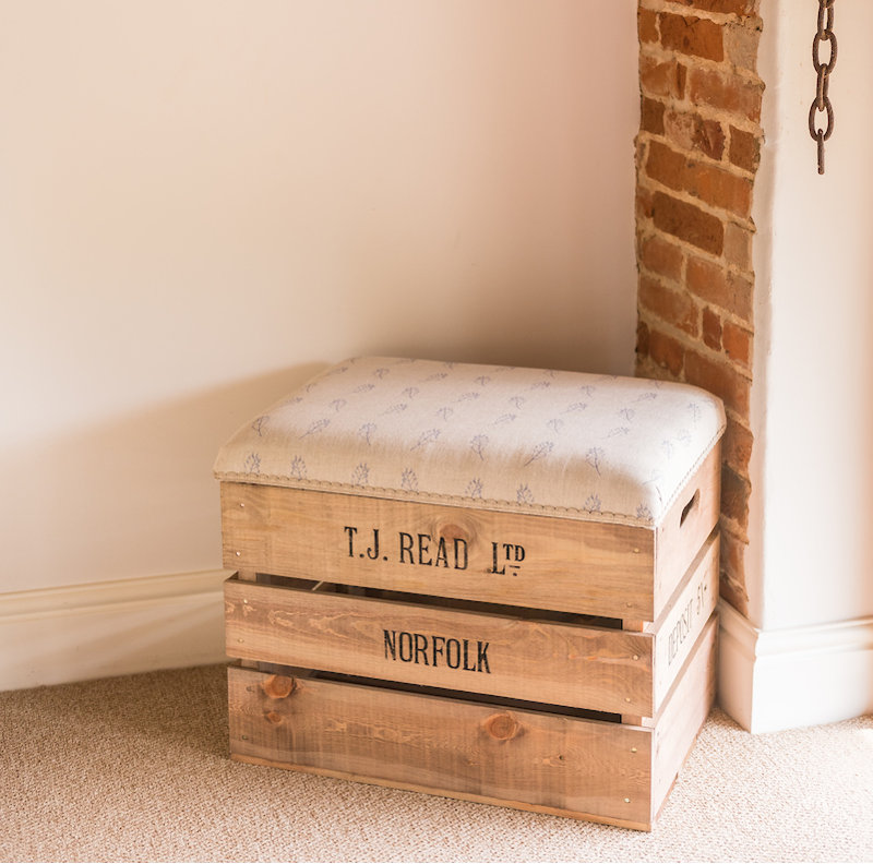 Blue Ridge Solid Wood Accent Stool, Blue/Beige