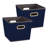 Fabric Storage Bins, Set of 2, Tapered KD Bins, PP Non-Woven Liner, Dual Grommet Handles, Folds for Compact Self-Storage, Attractive Chevron Print-91043308-91043311
