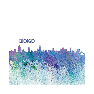 Chicago Illinois Skyline Silhouette Impressionistic Splash 1 Piece Wrapped Canvas Wall Art