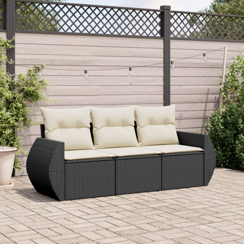 Vidaxl 3-Tlg. Garten-Sofagarnitur Mit Kissen Poly Rattan