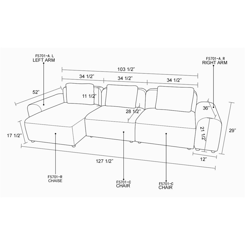 Bellmont Upholstered L-Shaped Sectional