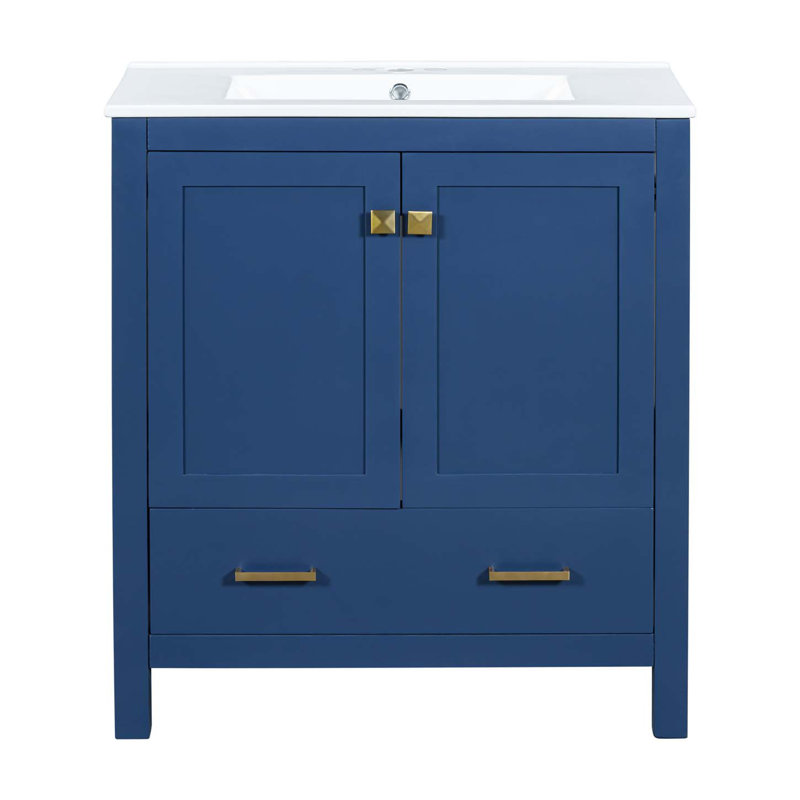 Meuble-lavabo moderne avec lavabo simple, armoire de rangement avec 2 portes et un tiroir, Île Seymour Nord, Galapagos