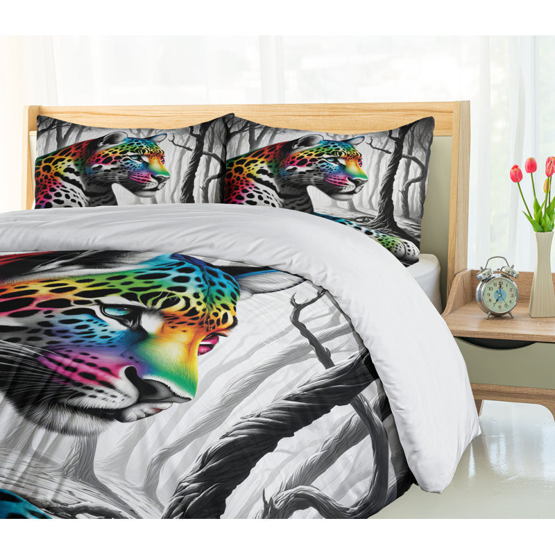 Leopard Duvet Cover, California King Duvet Cover + 2 Standard Shams