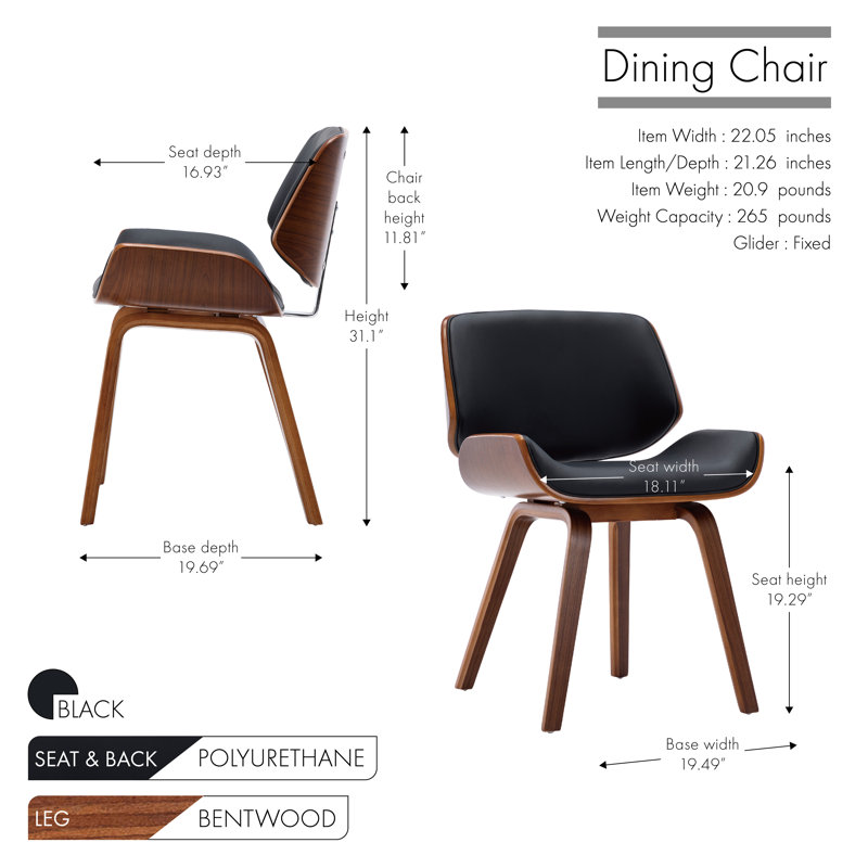 49cm H Upholstered Side Chair, Black PU