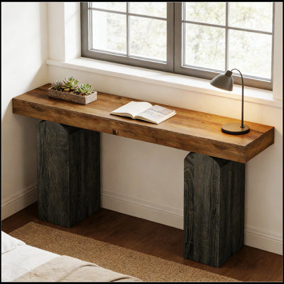 Contemporary Style Console Table With Vintage Two-Tone Design, Perfect For Entryways And Living Rooms, Combining Rustic Charm And Modern Functionality.
