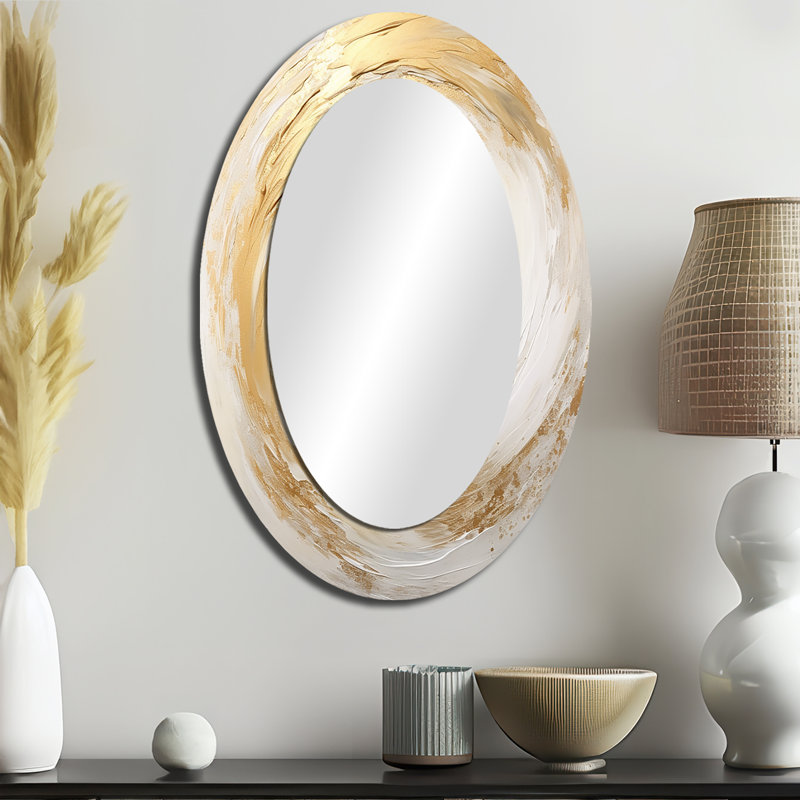 Miroir mural ovale doré et blanc Vortex I, 36 po x 24 po