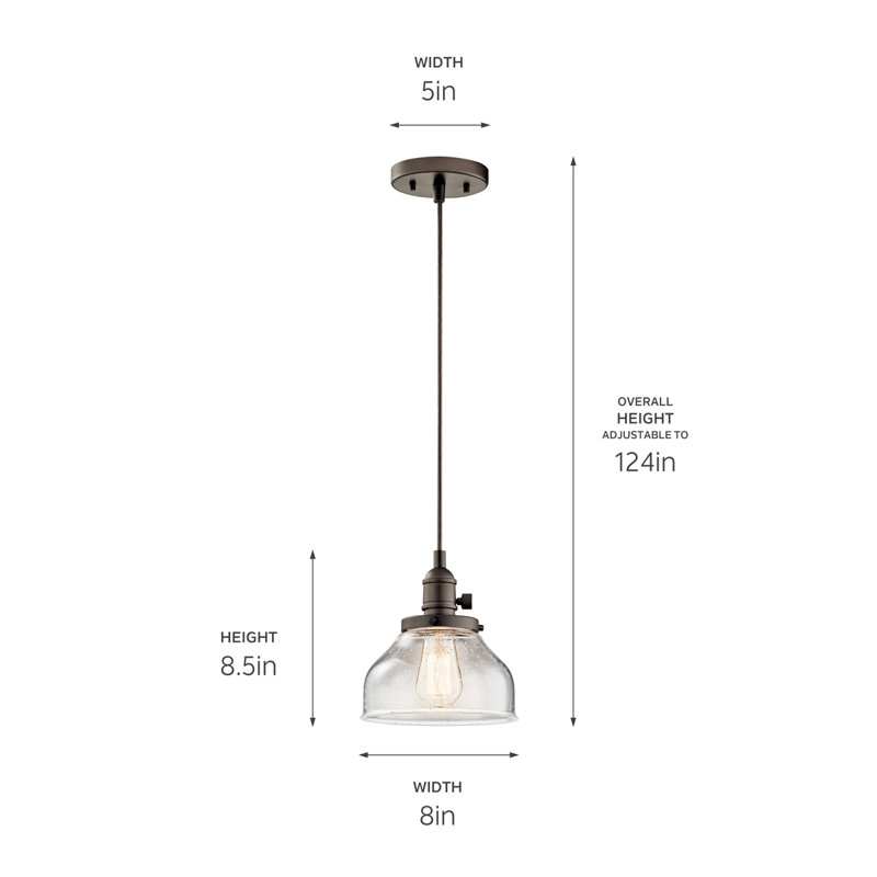 1-Light Olde Bronze Pendant with Clear Seeded Glass Shade, Olde Bronze