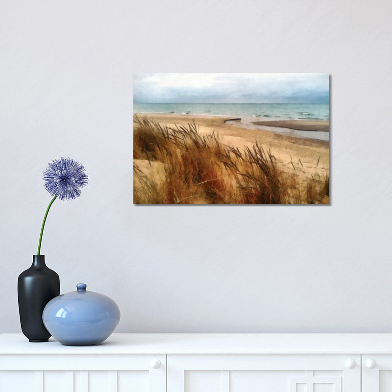 Pier Cove Beach With Autumn Grasses by Michelle Calkins - Wrapped Canvas Print, 30.48cm H x 45.72cm W x 1.905cm D