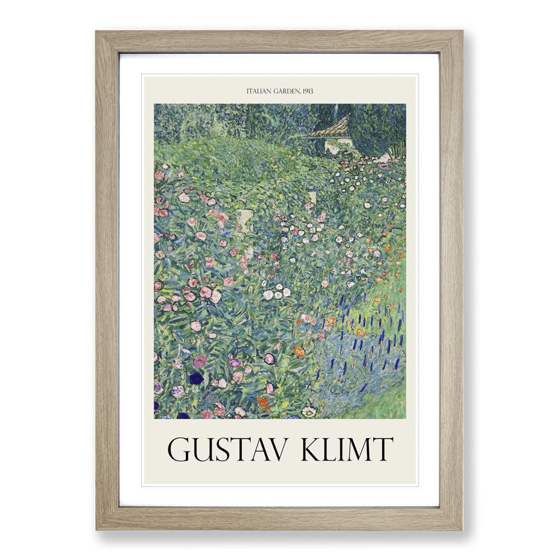 Italian Garden by Gustav Klimt - Picture Frame Art Prints, Oak Framed, 65cm H x 48cm W x 2cm D