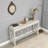 Acacia Veneer Console Table Spacious Drawers Crisscross Design Entryway Sofa Table-326796582