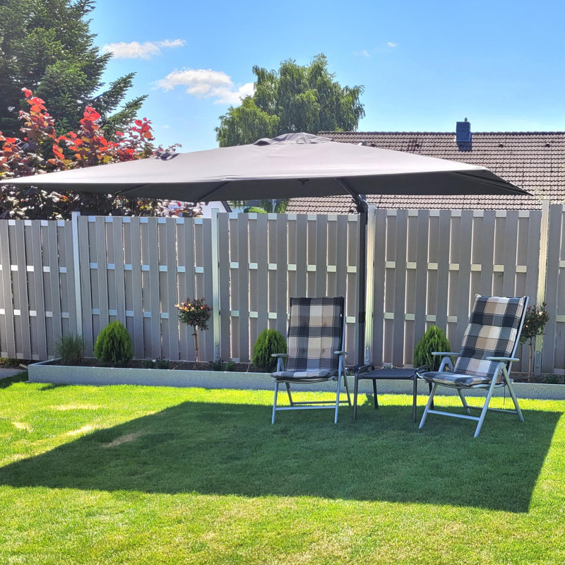 274cm X 365cm Rectangular Cantilever Parasol, Light Grey
