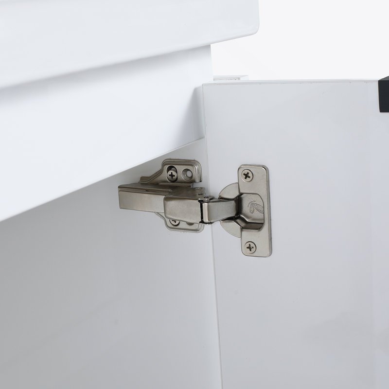 Meuble-lavabo à fermeture en douceur avec lavabo et petites tablettes de rangement