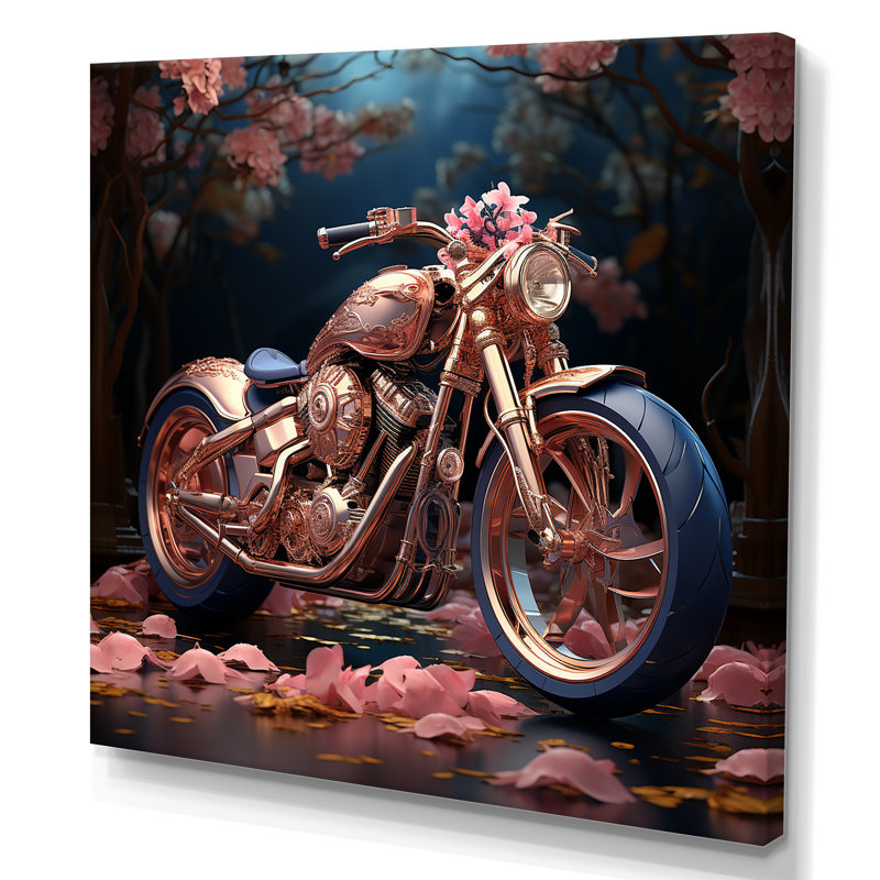 «Rustic Pink Chopper Bike» sur toile, Toile tendue, H 24 po x l 24 po