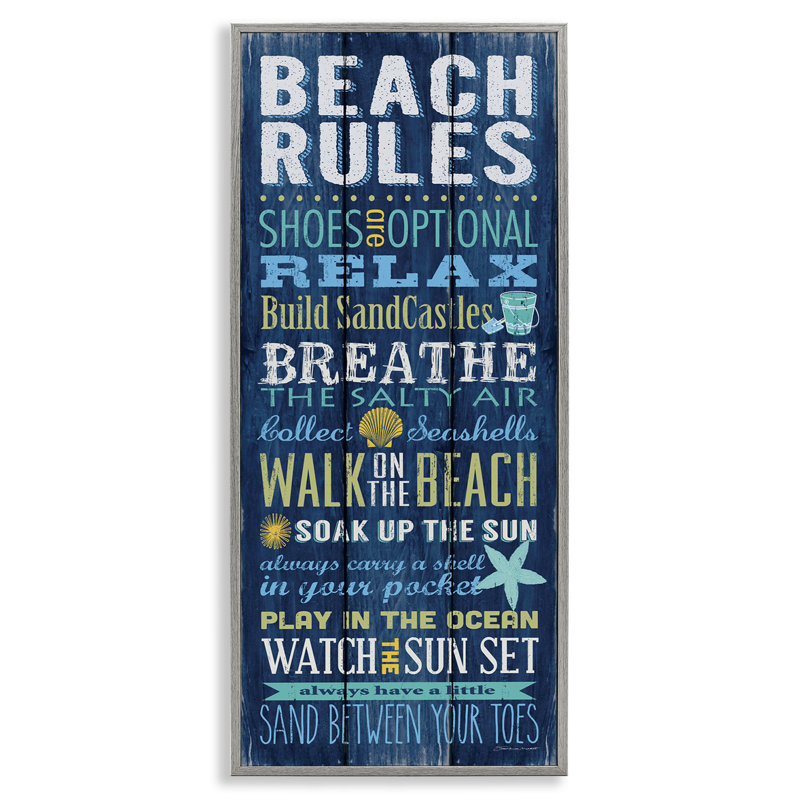 «Beach Rules», panneau de motif de planches bleues, motifs de motivation, art mural par Stephanie Workman Marrott