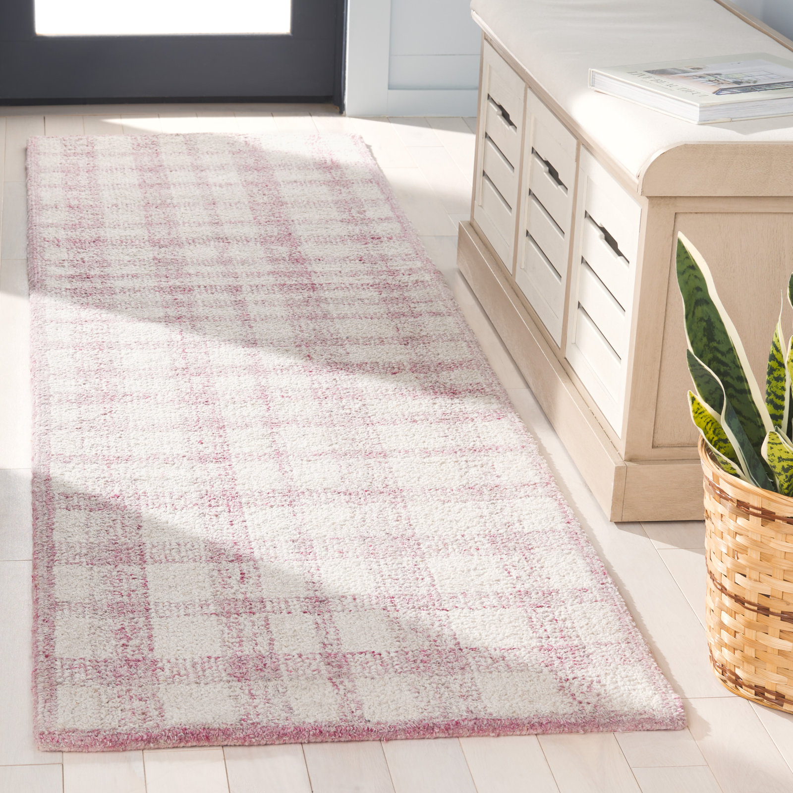 Hand-Tufted Plaid Performance Rug, Runner 2'3" x 8"